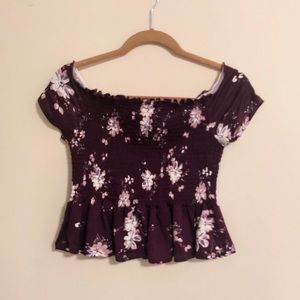 Purple cropped floral top